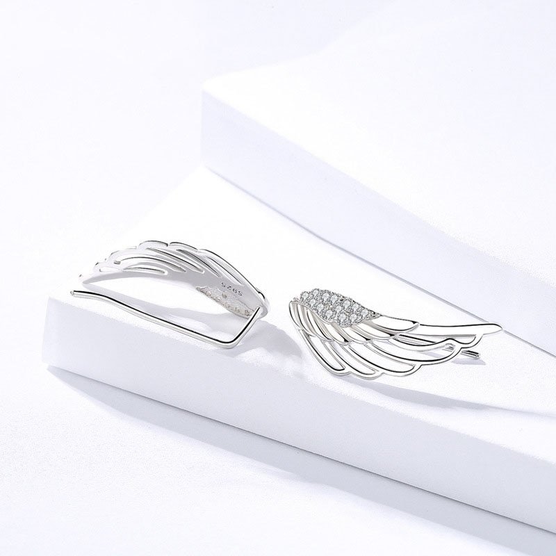 925 Sterling Silver Angel Wing Earrings