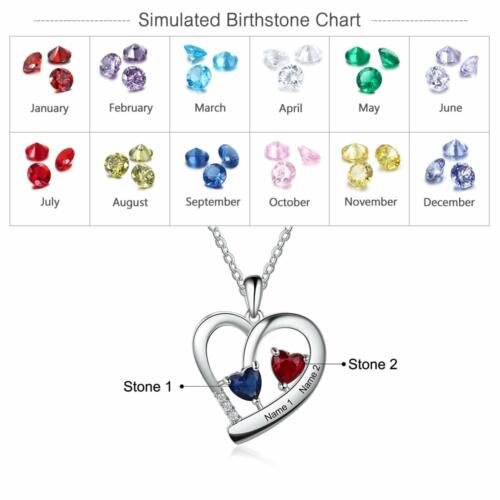 Personalized Intertwined Circle Kids Names Engraved Necklace with 4 Birthstones