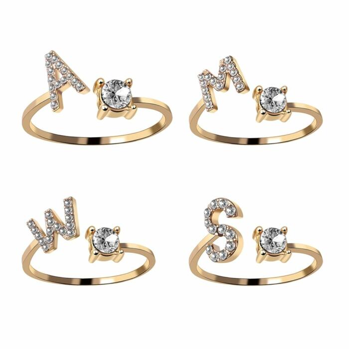 Name Initial Letter Adjustable Opening Ring
