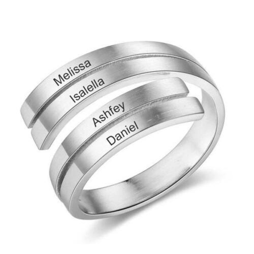 Family Wrap Adjustable Rings - Custom Four Names