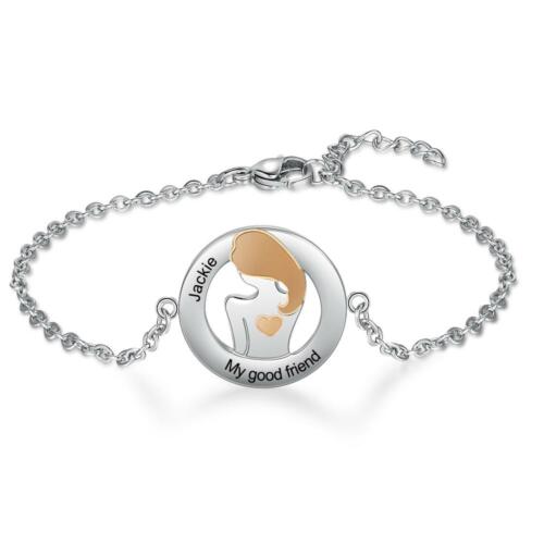 Charm Key Pendant with Love Heart Name Engraved Necklace