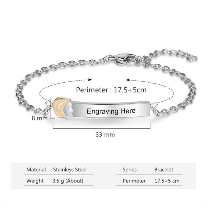 925 Sterling Silver Big Sister Tag - Chain Bracelet with Custom Name Engraved - Fashion Jewelry Gifts for Women