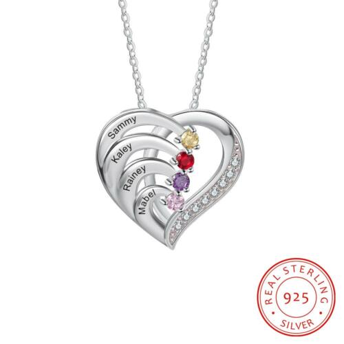 Hand Holding Heart Personalized 12 Birthstone Pendant Necklace 925 Sterling Silver Jewelry Gifts For Her