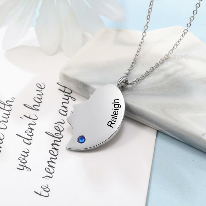 Personalized 925 Sterling Silver Love Necklace - 2 Custom Names & Birthstones Connect Us Together Necklace - Fashion Gift Jewelry for Friends & Family