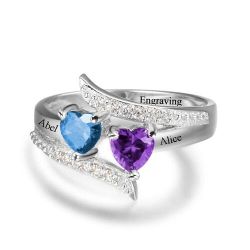 Sterling Silver Ring with Crystal Heart Shaped Diamond- Casual Women Accessory