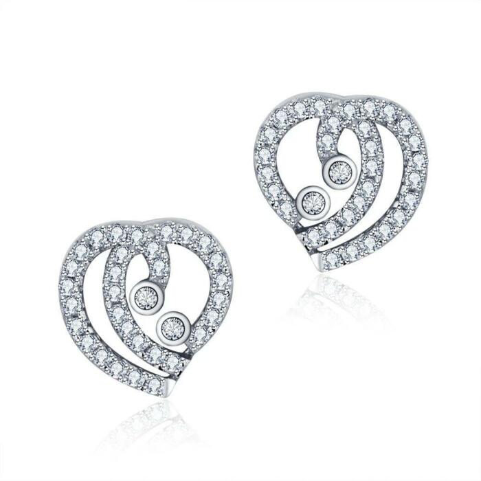 Trendy 925 Sterling Silver Party Stud Earrings with Cubic Zirconia, Trendy Earring Accessories for Women