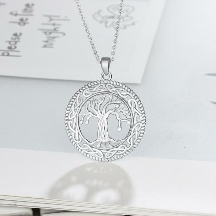Tree of life Round Pendant Necklace for Women, Trendy Jewelry Gift for Mother