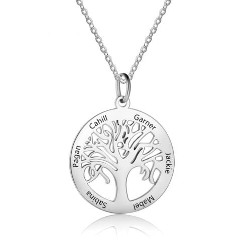 Personalized Tree Of Life Names Engraved Pendant Necklace