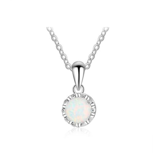 White Opal Flower Pendant Silver Necklace