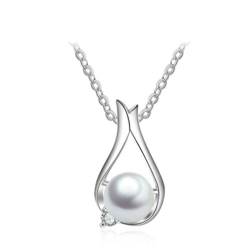 Sterling Silver Necklace & Water Drop Shape Pendant with Pearl