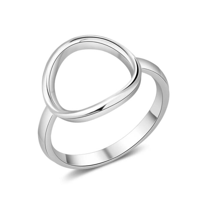 925 Sterling Silver Simple Style Hollow Round Rings for Women – Trendy Minimalist Jewelry