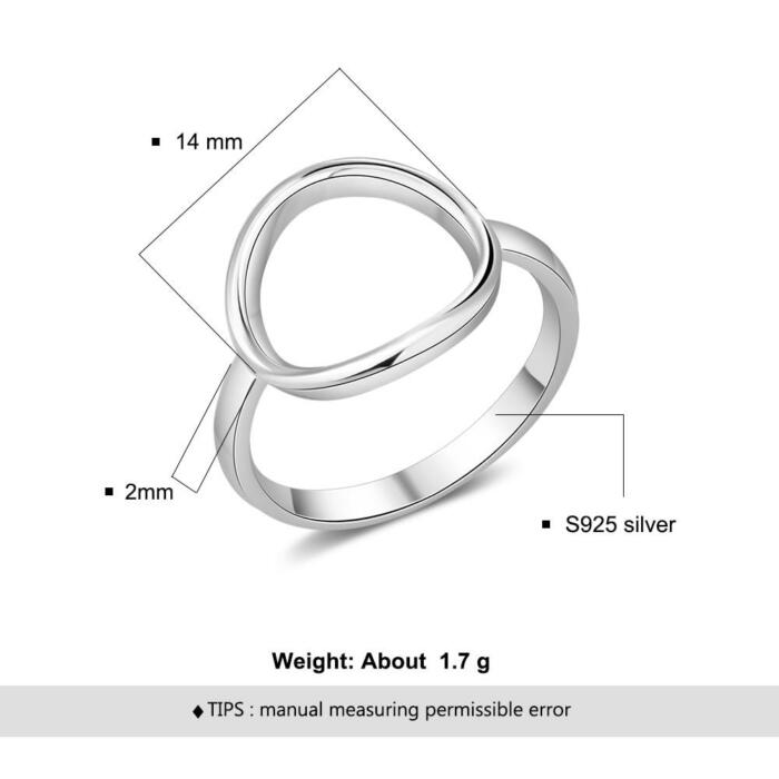 925 Sterling Silver Simple Style Hollow Round Rings for Women – Trendy Minimalist Jewelry