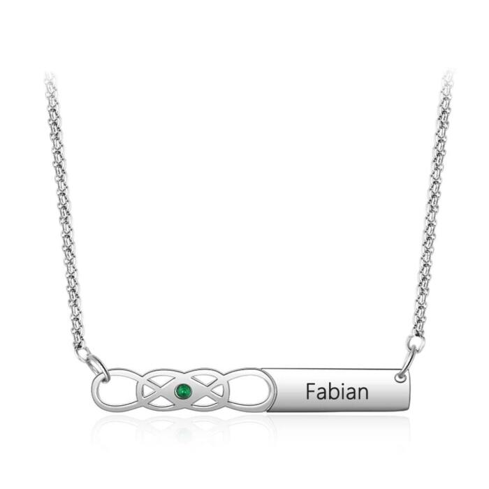 Personalized Stainless Steel Infinity Necklace with Birthstone & Engrave Name Pendant for Women, Trendy Gift