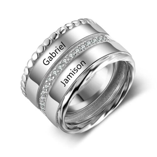 Unisex Personalized Double Top Rings - Engrave Two Custom Names