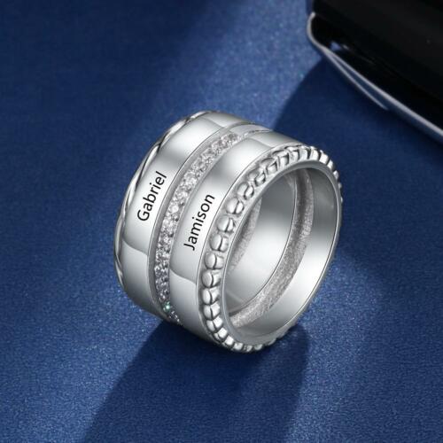 Classic Sterling Silver Round Wedding Ring with Cubic Zirconia