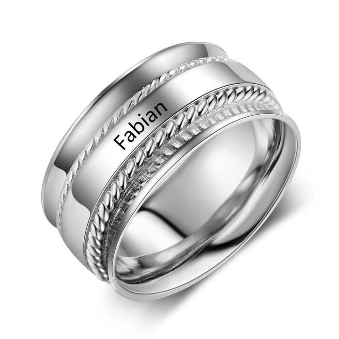 Personalized Custom Name Engraved Ring - Unisex Party Accessory