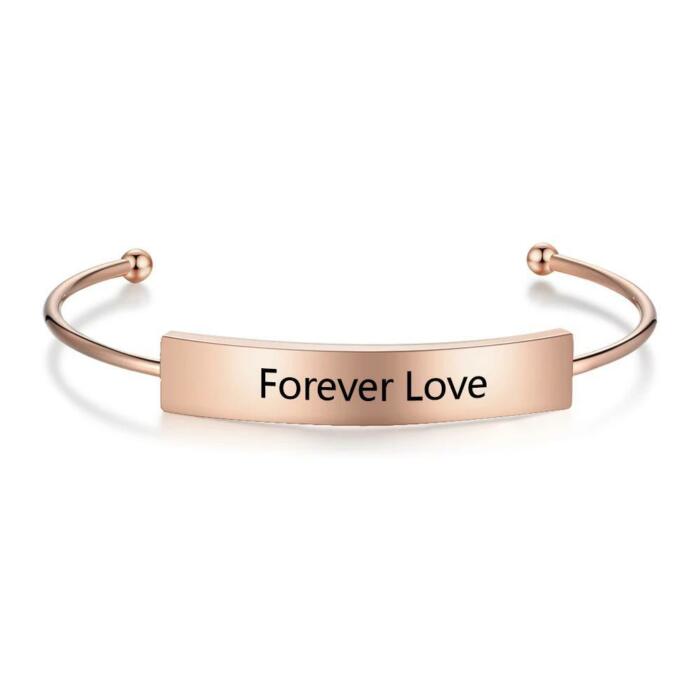 Personalized Custom Name Cuff Bracelets & Bangles Rose Gold Color Bar Bracelets for Women Anniversary Gift