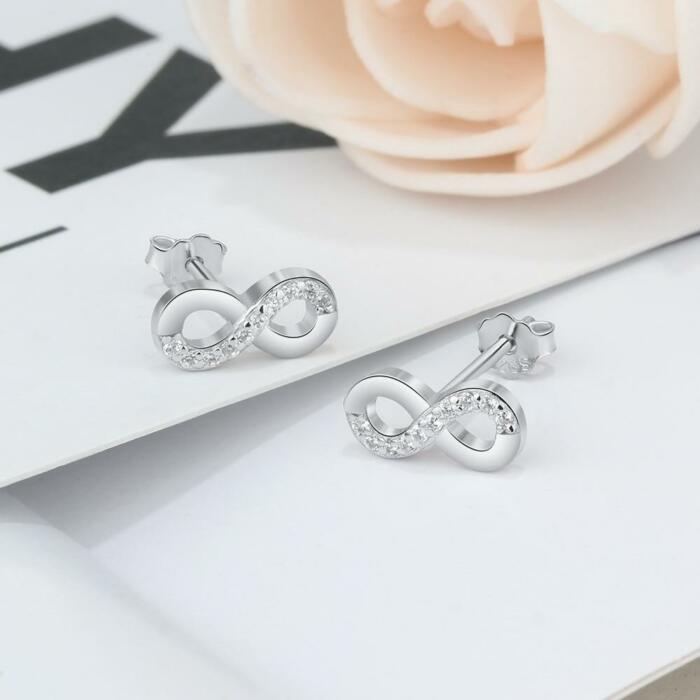 Infinity Love Earrings for Women- Sterling Silver Earrings for Women- Cubic Zirconia Stone Earrings for Women- Party Accessories for Women- Jewelry for Women