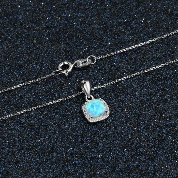 Opal Silver Fashion Pendant Necklace