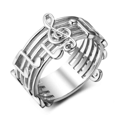 Trendy Sterling Silver Rings with Musical Note Shape