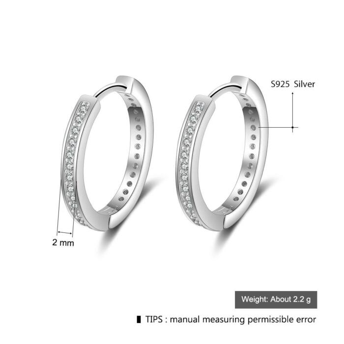 925 Sterling Silver Ring - Silver Hoop Earring for Women - Round Hoop Ring - Zirconia Jewelry for Women - Lightweight Earrings - Women Hoop Stud for Any Occasion - Suitable for Girls of all Ages