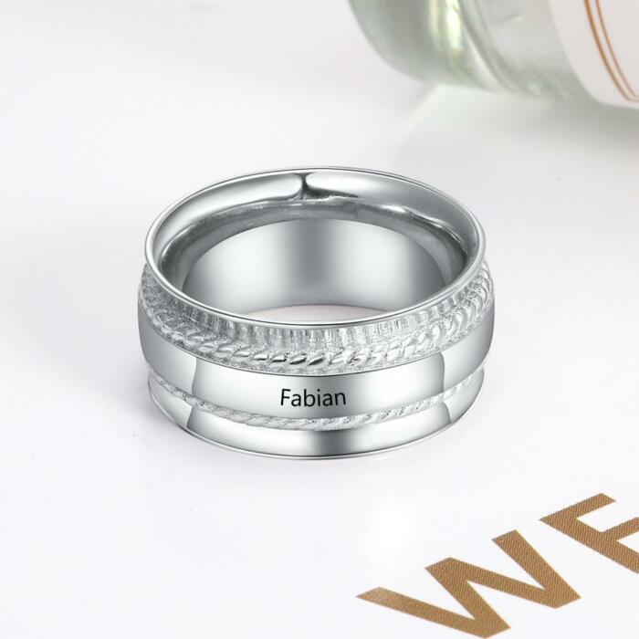 Personalized Custom Name Engraved Ring - Unisex Party Accessory