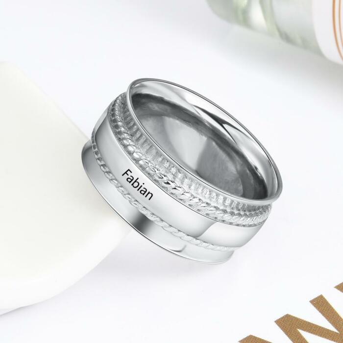 Personalized Custom Engraved Name Ring, Unisex Party Accessory, Trendy Jewelry Gift