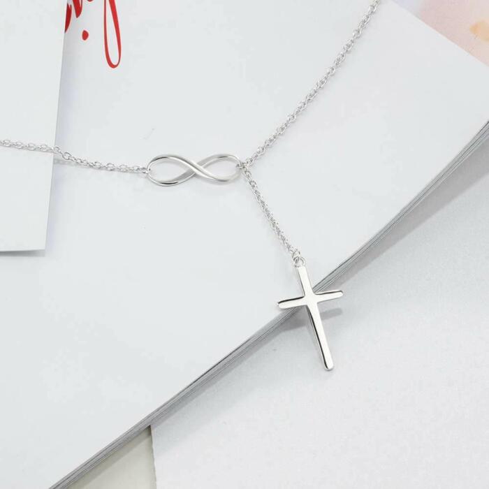 Sterling Silver Infinity Love Necklaces with Cross Pendant – Linked Chain Necklaces