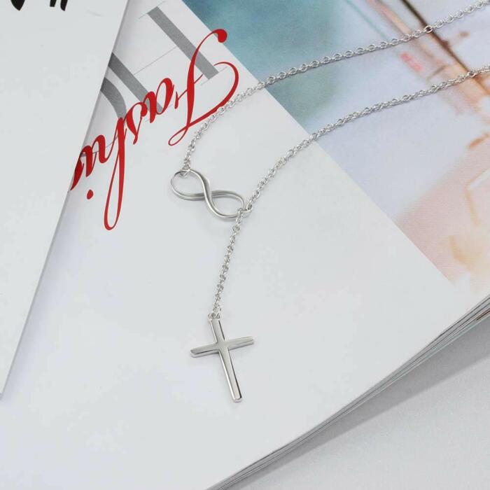 925 Sterling Silver Infinity Love Necklaces for Women with Cross Pendant – Linked Chain Necklaces – Classic Wedding Jewelry