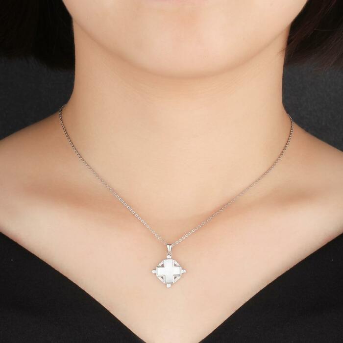 Pearl Oysters Silver Sterling Cross Pendant