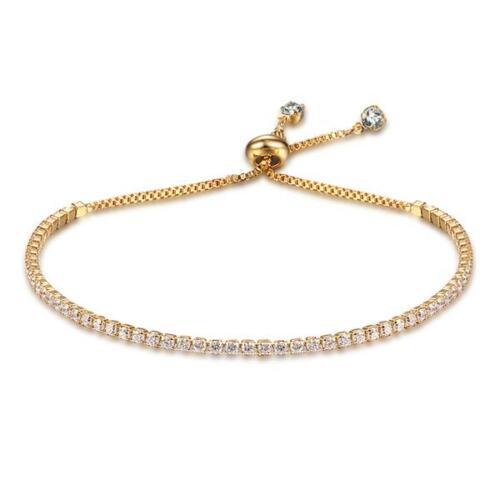 Adjustable Bracelet 2mm Cubic Zirconia Gold Blacelets & Bangles Gift