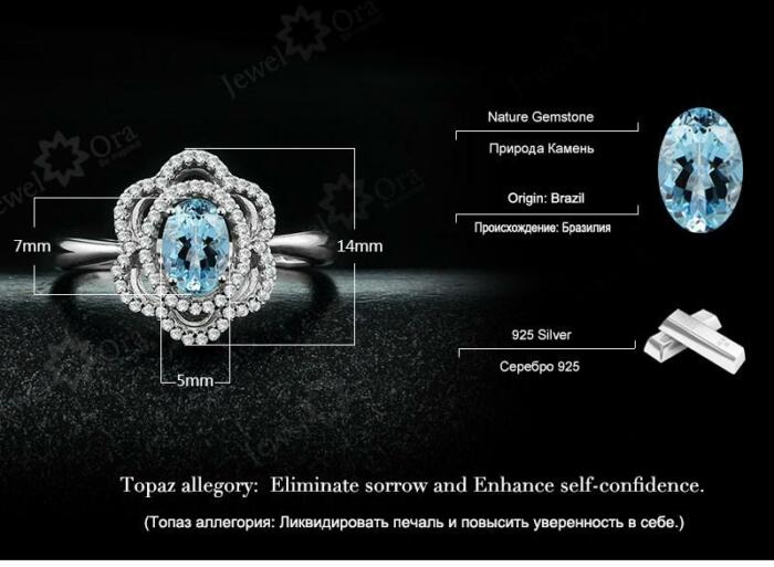 Fashion 925 Silver Sparkling Flower Lady Ring with Natural Stone, Wedding Jewelry for Women