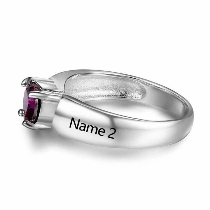 Sterling Silver Engagement Rings for Women - Birthstone Engraved Jewelry for Women - Heart Shape Stone Stud Jewelry for Girls - Jewelry for Women