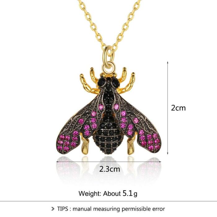 Women Fashion Gold Color Copper Necklace with Bee Shaped Pendant, Trendy Jewelry for Girls