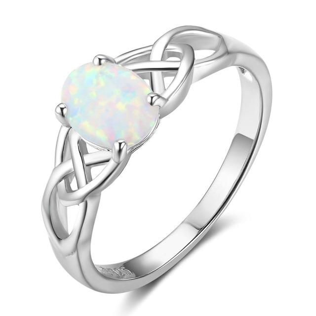 925 Sterling Silver Stone Ring for Women- Personalized Opal Stone Wedding Bands for Romantic Partner