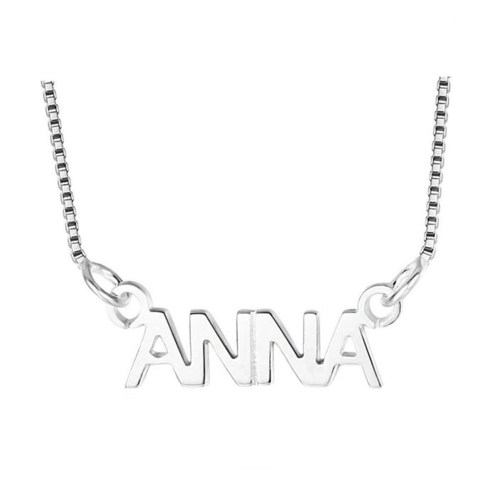 Customized Necklace - Capital Lettering Nameplate Pendant - Real 925 Sterling Silver Chain - Personalized Gifts