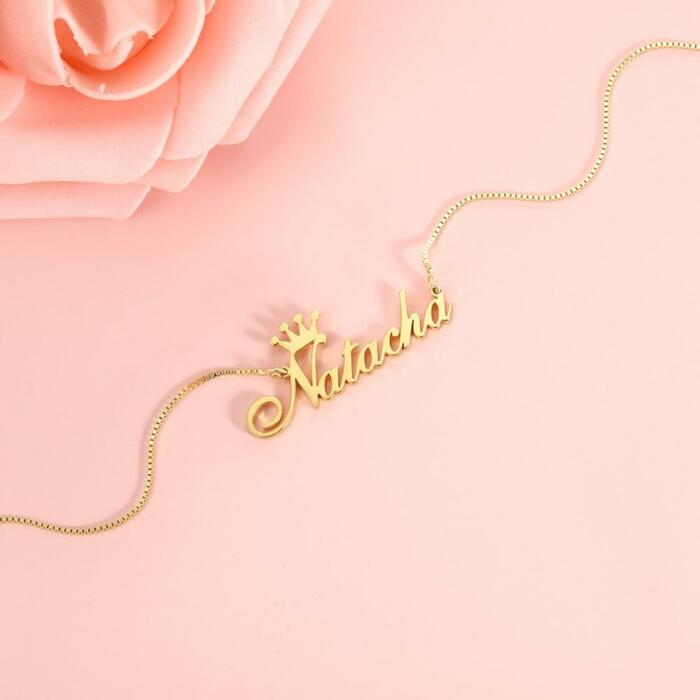 Personalized Women's Sterling Necklace with Engrave Nameplate Pendant