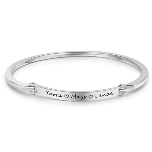 Personalized Fashion ID Bracelets with Name Engraving & 2 Color Options, Customize Bangles for Women