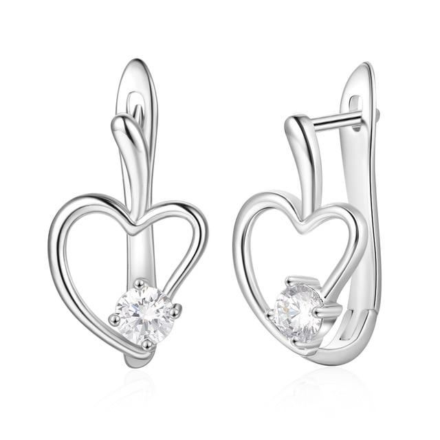 Sterling Silver Earring - Stud Earrings - Heart Leaf Ear Stud