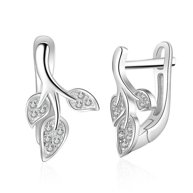Sterling Silver Earring - 925 Stud Earrings for Women - Heart Leaf Ear Stud - Zirconia Jewelry for Women - Lightweight Earrings - Women Ear Stud for Any Occasion - Perfect for Girls of all Ages
