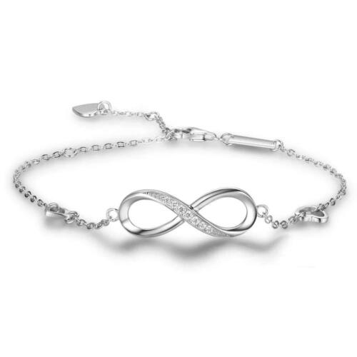 Sterling Silver Infinity Diamond Bracelet - Cubic Zirconia Stones Bracelet