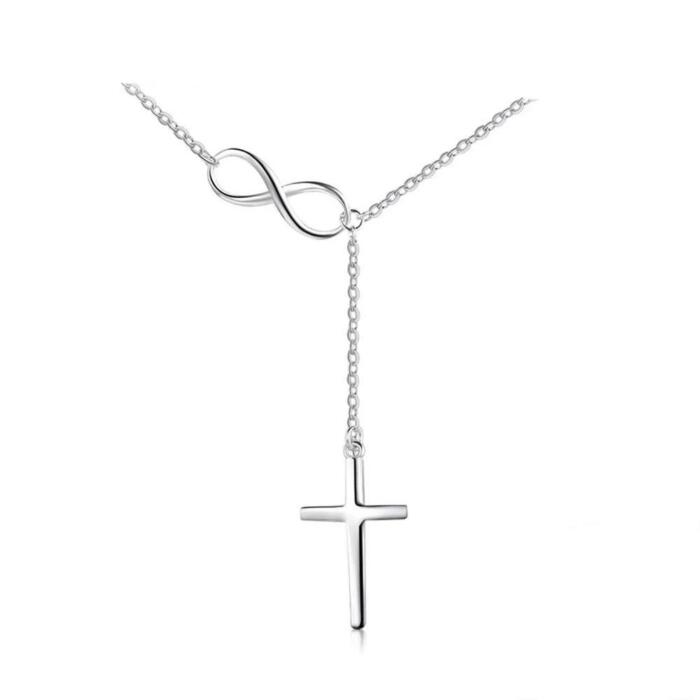 Sterling Silver Infinity Love Necklaces with Cross Pendant – Linked Chain Necklaces