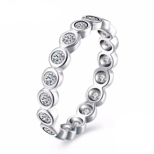 Crystal Beads Sterling Silver Ring - Bubble Detailing with Cubic Zirconia Stones