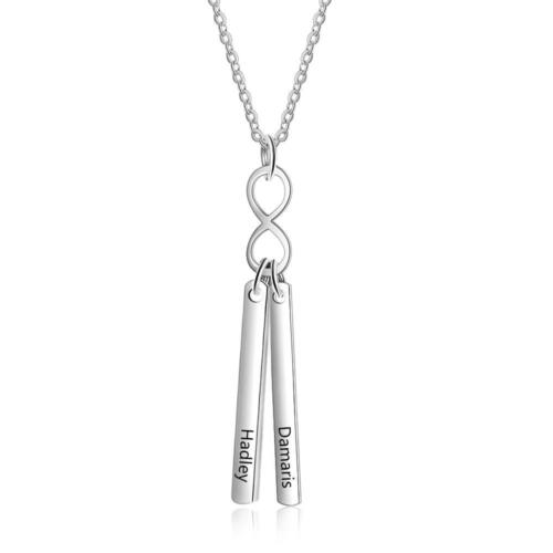 Infinity Initial Name Vertical Bar Pendant Necklace