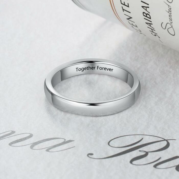 Personalized Classic Plain Wedding Band - Sterling Silver Ring