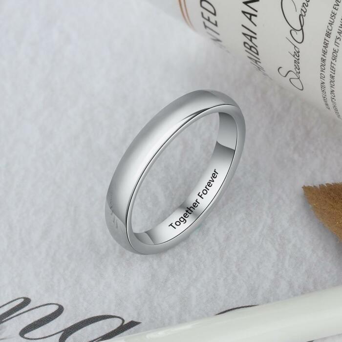 Personalized Classic Plain Wedding Band - Sterling Silver Ring