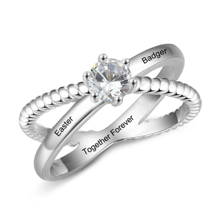 Personalized Women's Custom Name Ring – X Shape Crossed – Trendy Zircon Jewelry