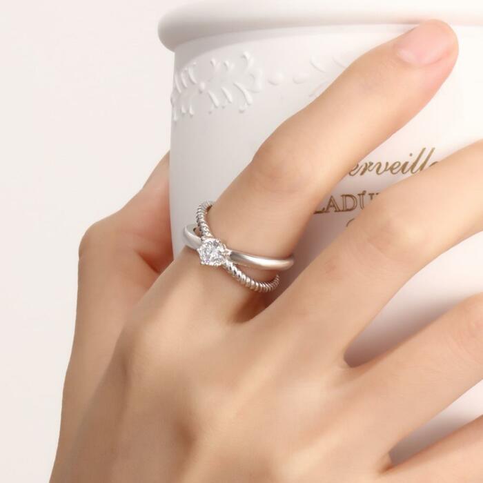 Personalized Women's Custom Name Ring – X Shape Crossed – Trendy Zircon Jewelry