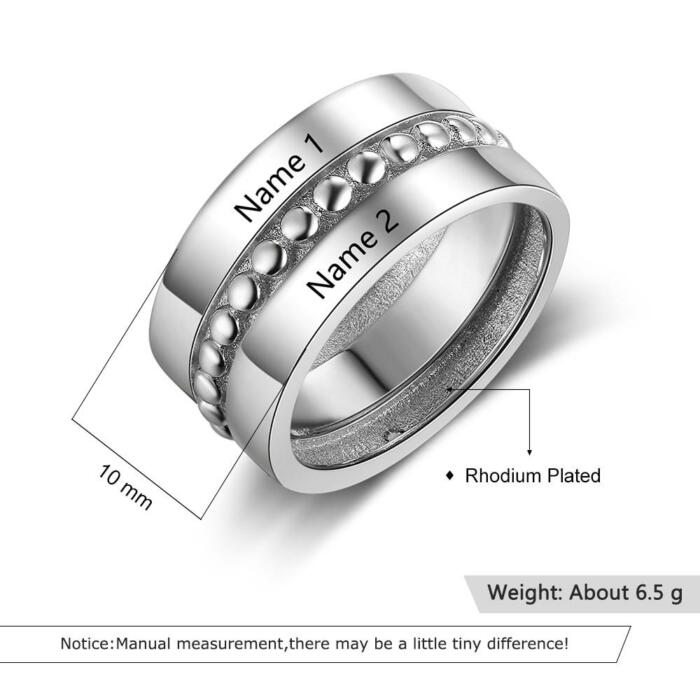 Personalized Double Promise Ring - Accentuated Band Design - Customized Gifts