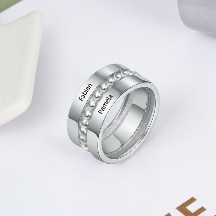 Personalized Double Promise Ring - Accentuated Band Design